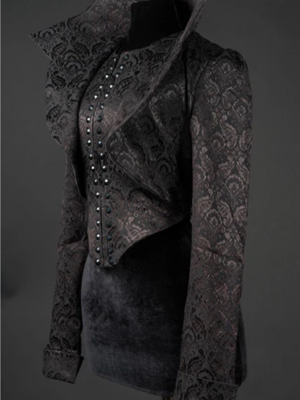 Black Jacquard Tailored Peplum Jacket - Picture 2 of 3